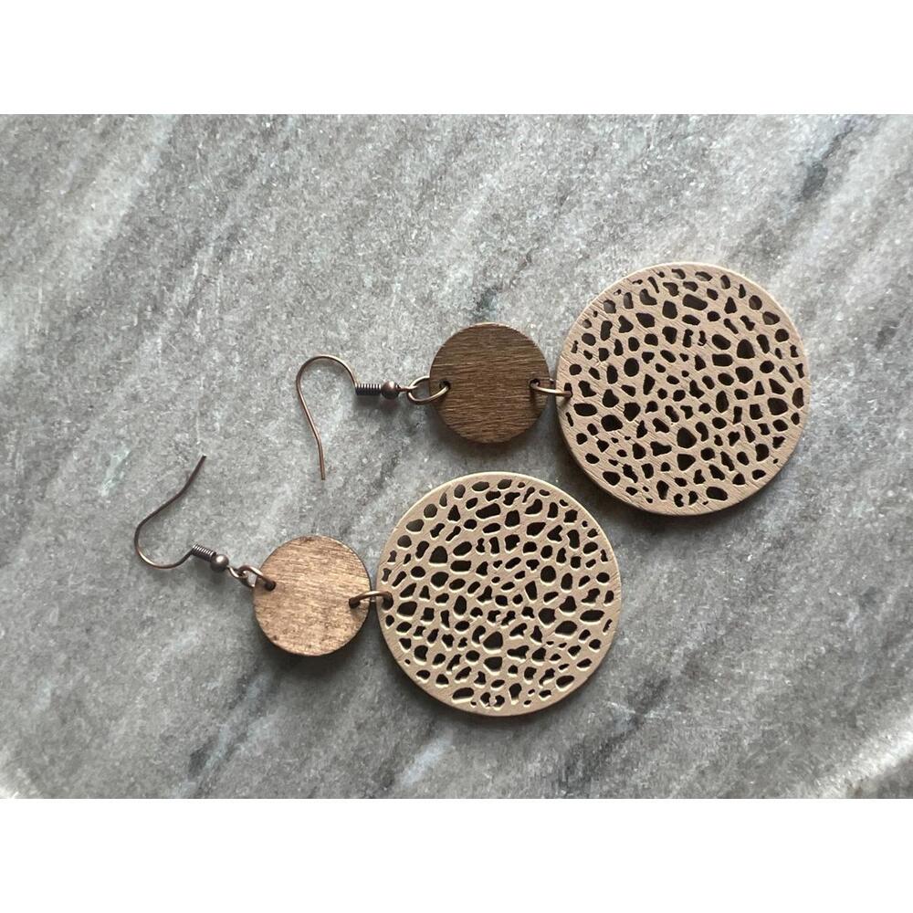 Wooden Cutout Dangle Earrings